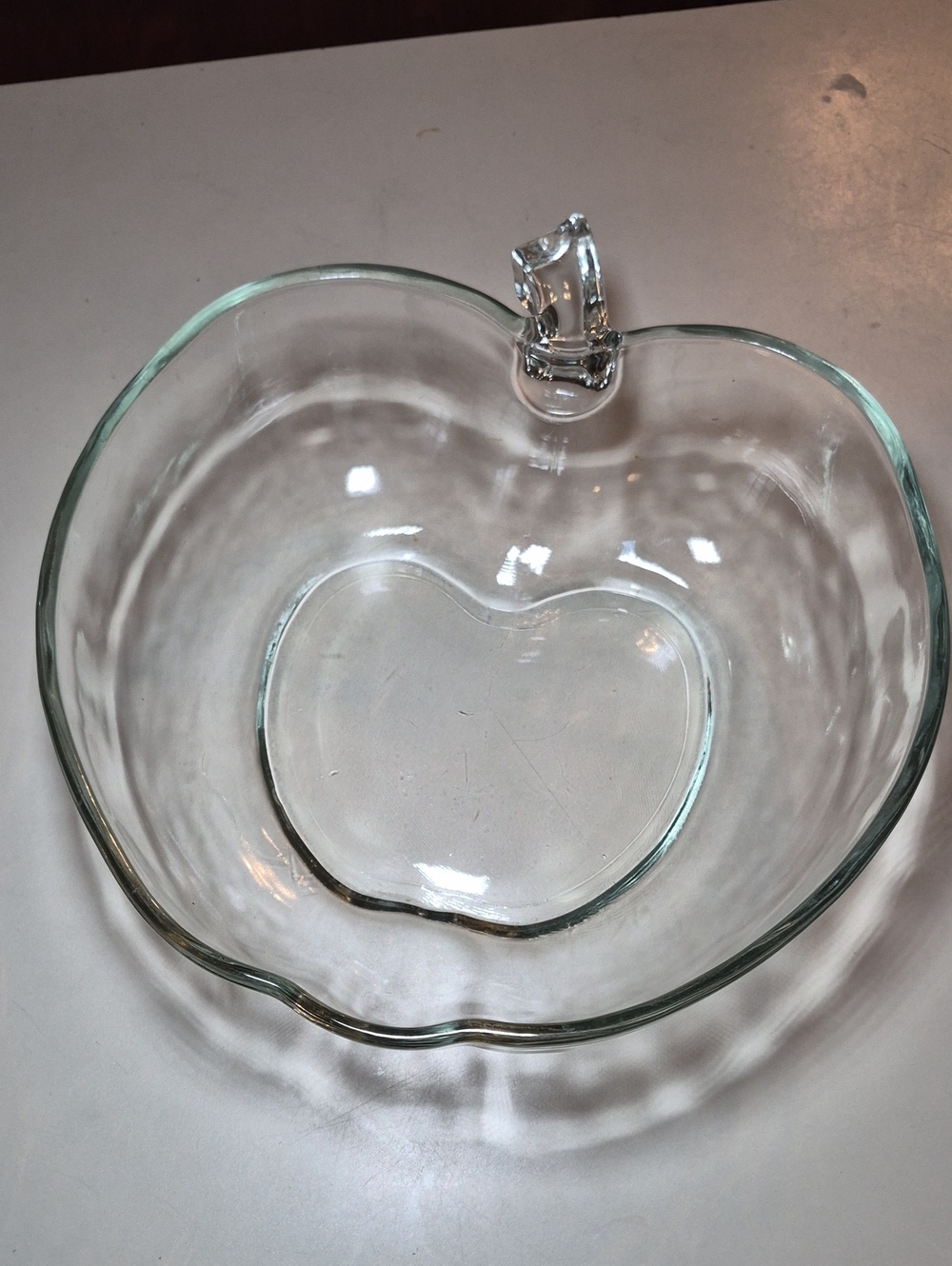 Hazel-Atlas Clear Glass‎ Apple-Shaped Decorative Bowl